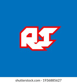 Diseño del logotipo de RI, diseño inicial de la carta de RI con estilo de ciencia ficción. Logo de RI para juegos, deportes, tecnología, digital, comunitaria o empresarial. R I ostenta el alfabeto italiano moderno. Tipografía de estilo urbano.