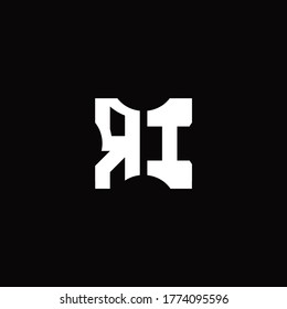 RI Logo monogram with pieces cut elements design template