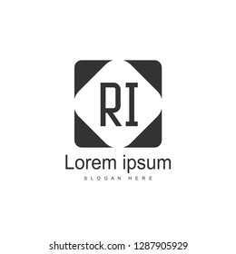 RI Logo template design. Initial letter logo template design