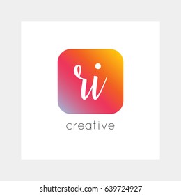 RI logo, vector. Useful as branding, app icon, alphabet combination, clip-art.