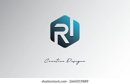 RI Minimal Polygon Shape Abstract Negative Space Symbol for Branding Use"