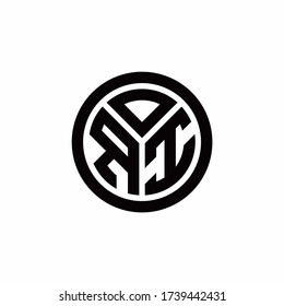 RI monogram logo with circle outline design template isolated on white background