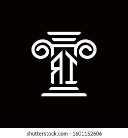 RI monogram logo with pillar style design template