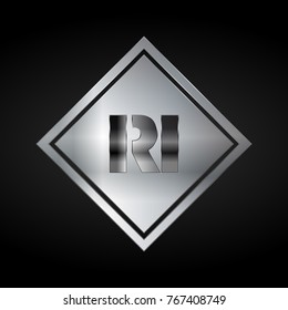 RI Monogram, Silver Logo, Metal Logo, Luxury, Elegant, Abstract, square