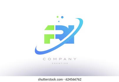 ri r i alphabet green blue swoosh letter company logo vector icon design template