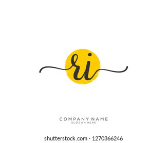 RI R I Initial handwriting logo vector 