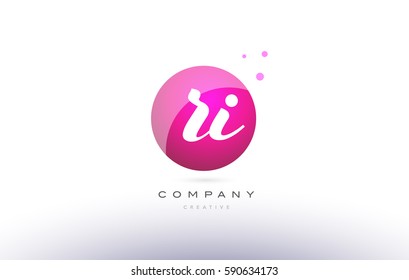 ri r i  sphere pink 3d alphabet company letter combination logo hand writting written design vector icon template 