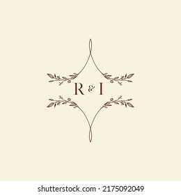 RI wedding initial logo letters in high quality professional design that will print well across any print media