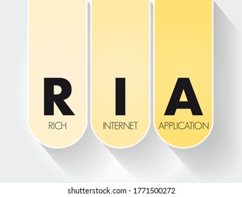 RIA Rich Internet Application - web application designed to deliver the same features and functions normally associated with desktop applications, acronym text concept background