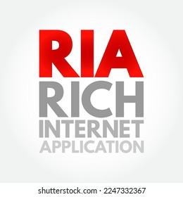 RIA Rich Internet Application - web application designed to deliver the same features and functions normally associated with desktop applications, acronym text concept background