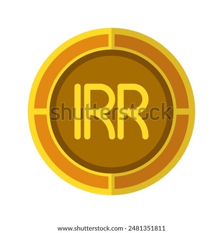 Rial coin icon. Currency flat icons in golden color, symbol of Iranian money. Vector Illustrations.