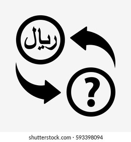 Rial transfer. Currency convert icon. Isolated on white background. Flat vector illustration