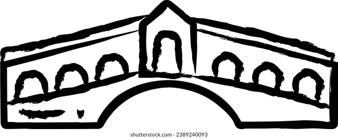 Rialto Bridge hand drawn vector illustration
