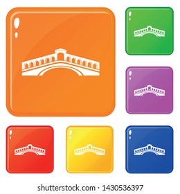 Rialto bridge icons set collection vector 6 color isolated on white background