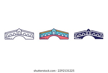 Rialto Bridge line and solid illustration icon