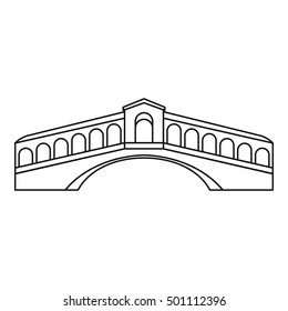 Rialto Bridge in Venice icon. Outline illustration of Rialto Bridge vector icon for web