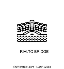 Rialto Bridge, Venice, Italy landmark icon in vector. Logotype