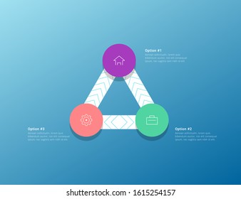 riangle infographic with 3 options or steps. Business concept design with triangle and 3 segments. Vector template can be used for business presentation, chart, web design, numbers options. EPS10