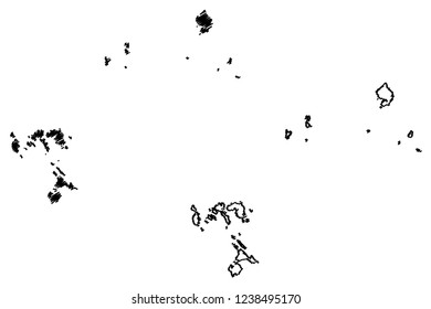 Riau Islands (Subdivisions of Indonesia, Provinces of Indonesia) map vector illustration, scribble sketch Kepulauan Riau map