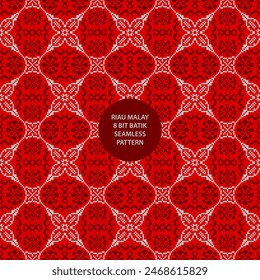 Riau malay 8 bit batik seamless pattern in red background