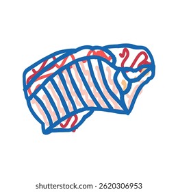 Rib beef doodle Symbol Skizze Vektor. Schild Rippfleisch. einzelne Symbolgrafik