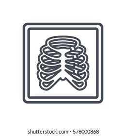 rib broken bone x-ray line icon
