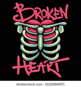 Rib Cage with Heart Urban Streetwear t shirt design