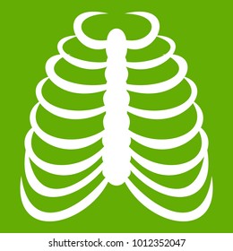 Rib cage icon white isolated on green background. Vector illustration