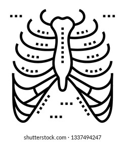 Rib cage, line vector icon, 