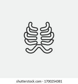 rib cage vector icon chest skeleton bones icon