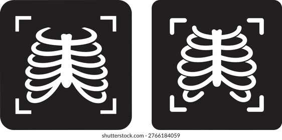 Rib cage x-ray icons comparison, thoracic anatomy, medical imaging, healthcare.