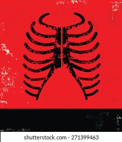 Rib design on grunge background, red version