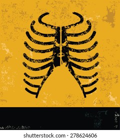 Rib design on yellow background,grunge concept,grunge vector