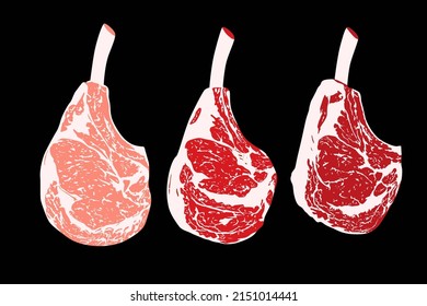 Rib eye on the bone Vector illustration