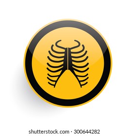 Rib icon design on yellow button background,clean vector