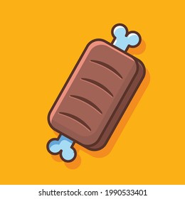 rib meat isolated cartoon vector illustration in outline flat style