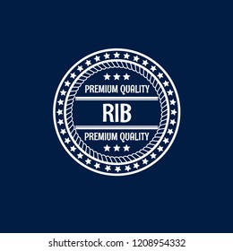 rib premium quality badge. premium quality package label. vintage stamp. designed for butcher shop or restaurant