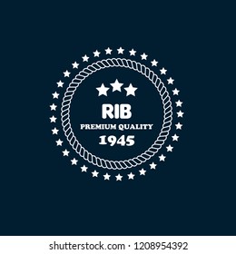 rib premium quality badge. premium quality package label. vintage stamp. designed for butcher shop or restaurant