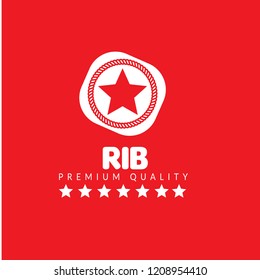 rib premium quality badge. premium quality package label. vintage stamp. designed for butcher shop or restaurant