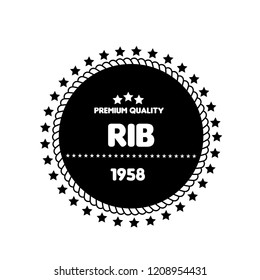rib premium quality badge. premium quality package label. vintage stamp. designed for butcher shop or restaurant