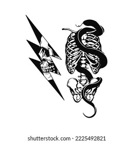 rib and snake illustration vector