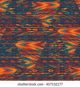 ribal ethnic seamless pattern with geometric elements. Vector background