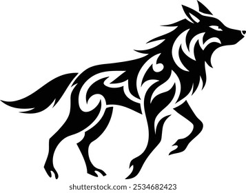 ribal Wolf Tattoo Silhouette | Bold Tribal Wolf Designs for Tattoo Inspiration