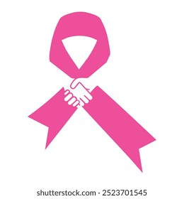 Ribbbon with hands, Breast cancer awareness, ribbon logo icon vector, pink ribbons, breast cancer, loving hands, breast cancer day sign, October, Support and Unity Sign, cancer awareness, ribbon logo