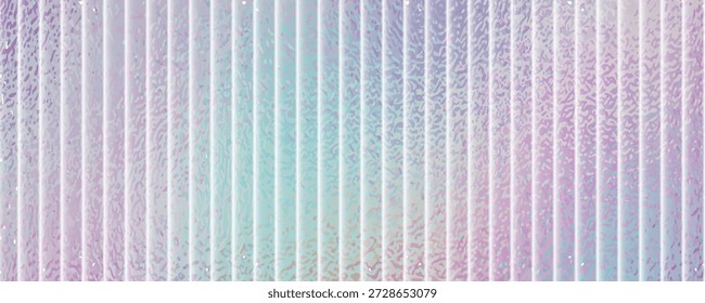 Vidrio de fondo acanalado con color azul degradado holograma y efecto arco iris. Textura holográfica con brillo de cromo púrpura diamante, Vector Eps10.