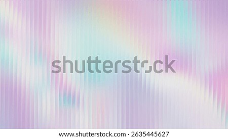 Ribbed background glass with hologram gradient blue color and rainbow effect. Abstract foil light with iridescent pink metal silver line and wall. Holographic texture with diamond purple chrome glow
