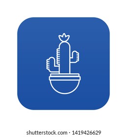 Ribbed cactus icon blue vector isolated on white background