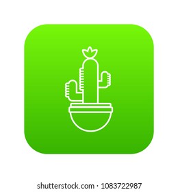 Ribbed cactus icon green vector isolated on white background