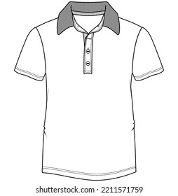 ribbed collar short sleeve polo t shirt fashion flat sketch vector illustration.