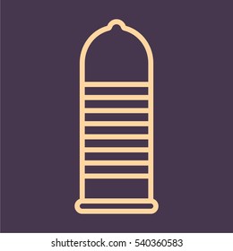 Ribbed Condom Minimal Flat Line Outline Stroke Icon Pictogram Symbol